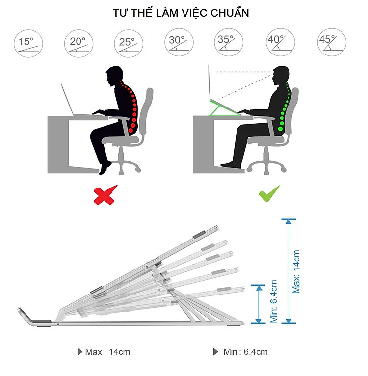 Giá Đỡ Laptop Hợp Kim Nhôm Cao Cấp Có Thể Gấp Gọn, Giúp Tản Nhiệt Laptop, dành cho Macbook, Máy Tính Xách Tay. 07 Vị Trí Điều Chỉnh Góc Độ, Giá Đỡ Máy Tính Laptop Hợp Kim Nhôm Cao Cấp Giúp Tản Nhiệt Có Thể Tháo Rời Hàng Hàng Chính Hãng miDoctor