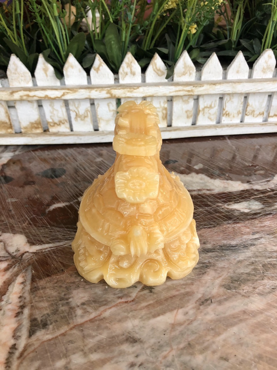 Tượng Long Quy - Rùa đầu Rồng phong thủy đá ngọc hoàng long đặt bàn thờ, bàn làm việc - Dài 12 cm