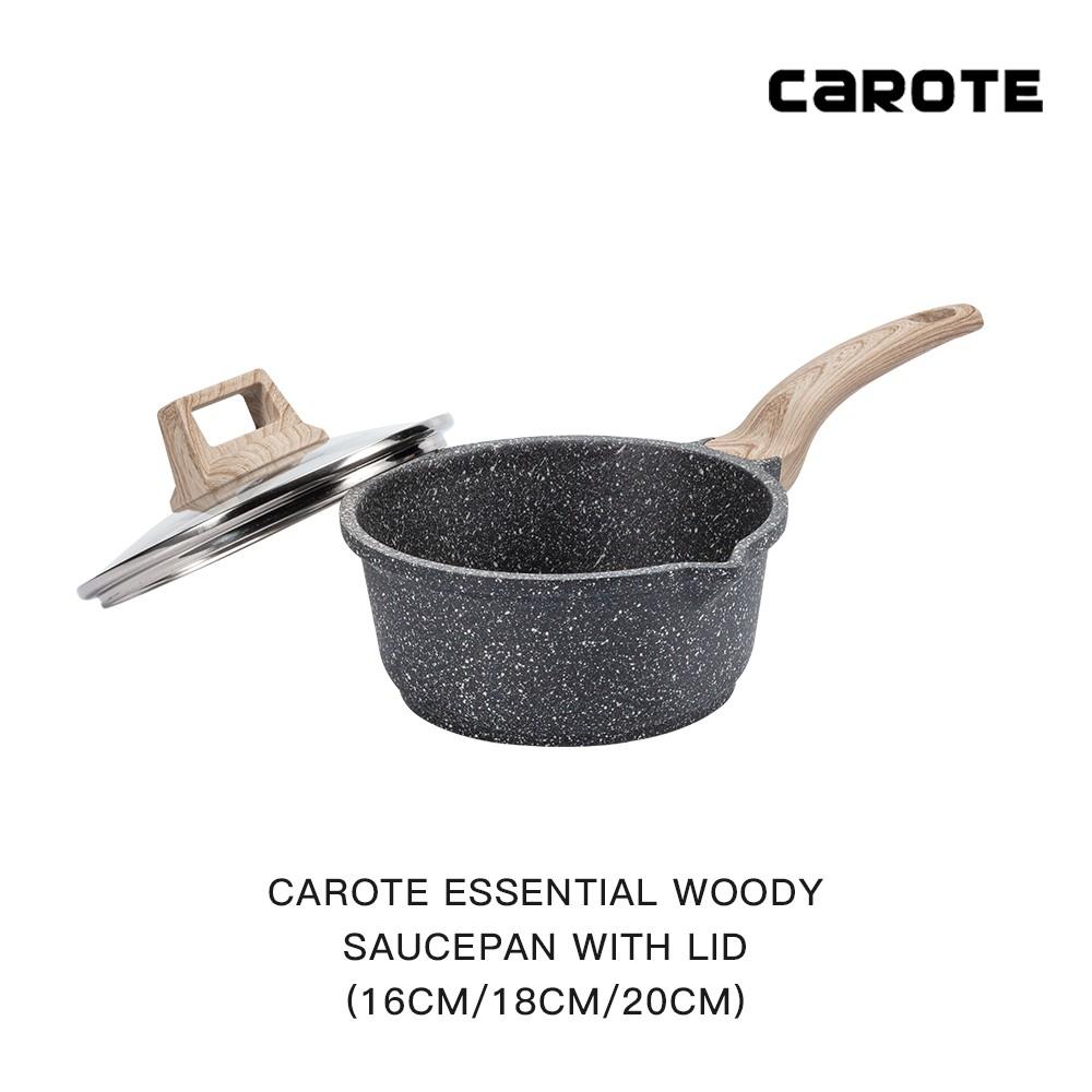 Chảo nấu nước sốt chống dính Carote Essential Woody Saucepan 16/18cm có nắp đậy Phù hợp cho mọi loại bếp kể cả bếp từ