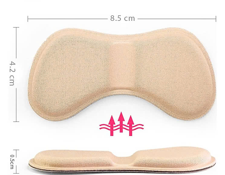 Bộ 2 cặp lót giày 4D bảo vệ gót chân và chống tuột gót giày (loại bầu) 1 CẶP KEM VÀ 1 CẶP ĐEN