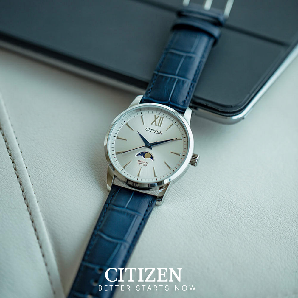 Đồng Hồ Nam Citizen Dây Da AK5000-03A - Mặt Trắng