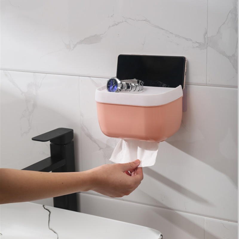 Hộp để giấy vệ sinh dán tường TissBox cao cấp / Khay Đựng Điện Thoại Gắn Tường Không Cần Đục Lỗ Chống Nước