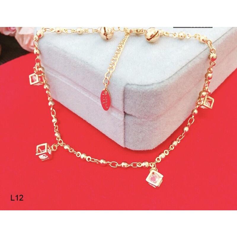 Lắc mạ vàng charm khối vuông bền màu Kami L3K0