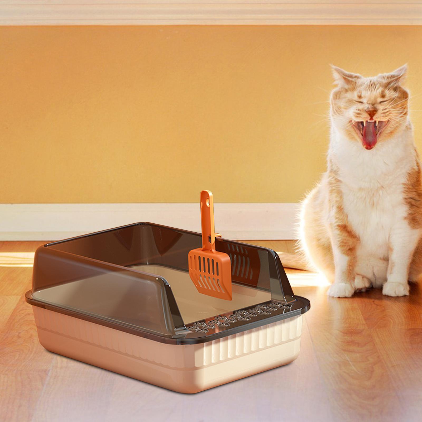 Cat Litter Box Litter Tray Open Top Semi Enclosed Durable 18L Large Capacity