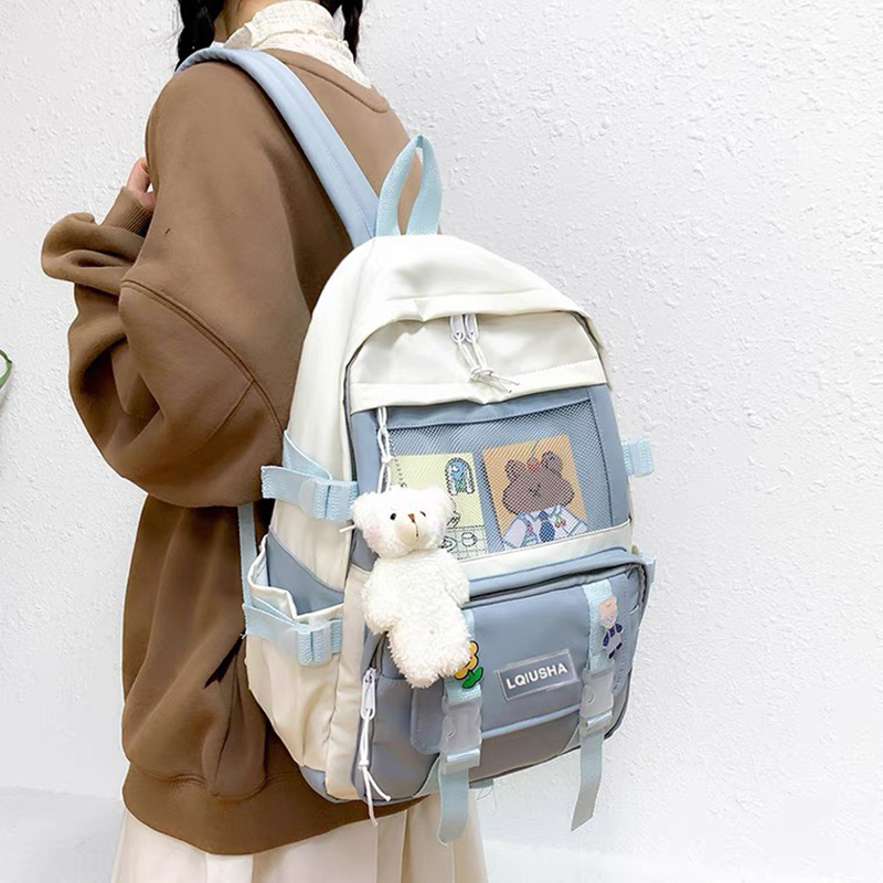 Balo nữ ulzzang Hàn Quốc đi học học sinh, sinh viên nhiều ngăn tiện dụng, vải mềm mại