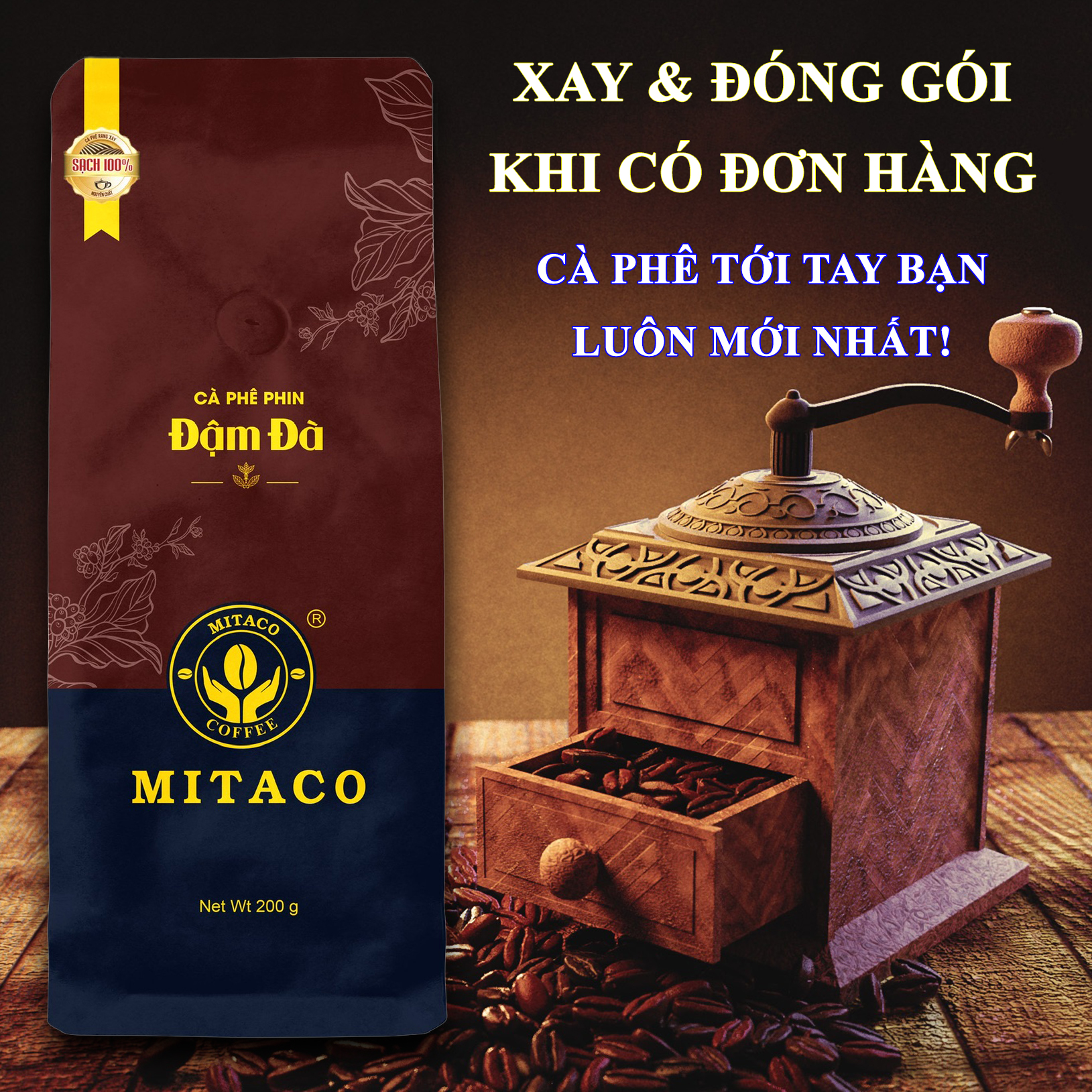 Cà Phê Phin Đậm Đà MITACO COFFEE (Gói 200g)