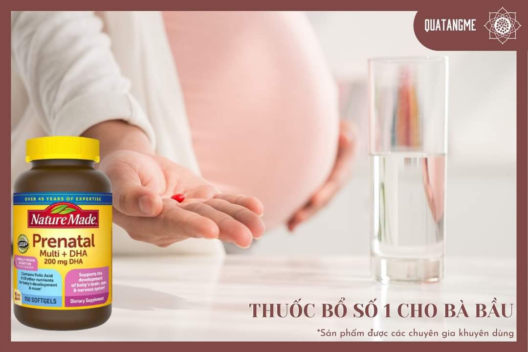 Thuốc Bầu Prenatal Multi Thực phẩm bổ sung cho phụ nữ mang thai Prenatal Multi +DHA 150 viên -Nature Made Mỹ