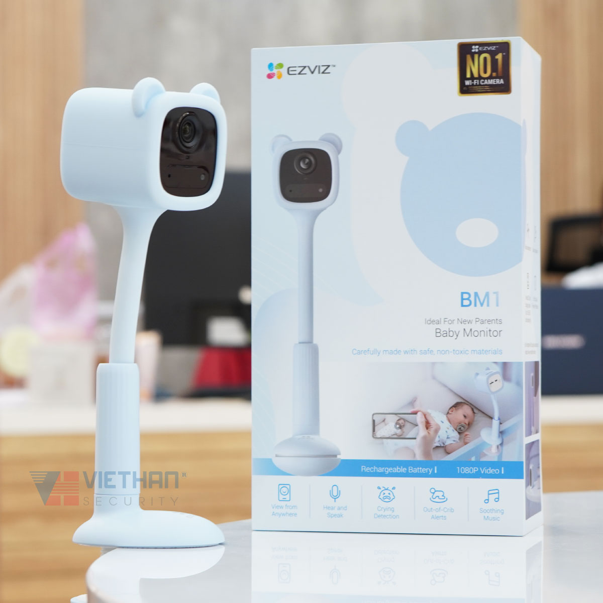 Camera không dây Wifi trông trẻ, camera dùng PIN Ezviz BM1 Đàm thoại/ Phát nhạc/ AI- Hàng chính hãng