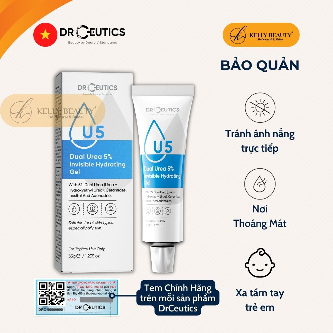 Gel Cấp Ẩm DrCeutics Dual Urea 5% Invisible Hydrating Gel - Giúp Da Căng Mịn, Cân Bằng Dầu Nhờn - Kelly Beauty