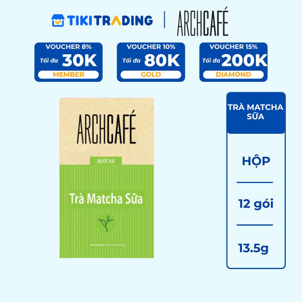 Trà Matcha Sữa Hoà Tan Archcafe (12 gói x 13.5g)