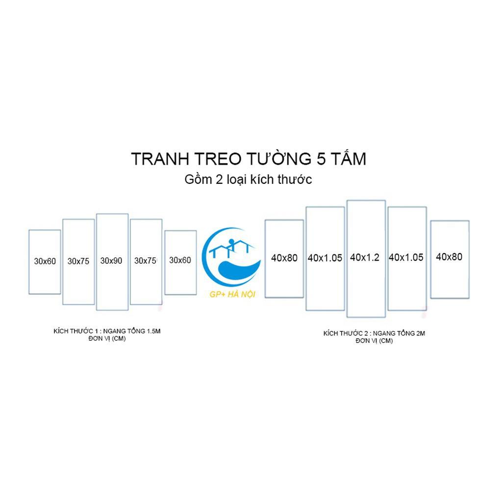 Tranh treo tường trang trí Đồng quê Việt Nam 5 tấm 3D/gỗ MDF Hàn Quốc chống ẩm mốc, mối mọt