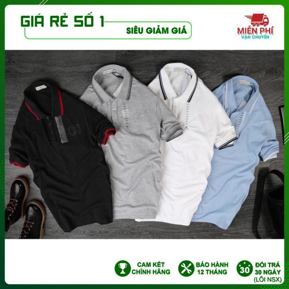 Áo thun Polo nam cổ bẻ họa tiết bo viền 100% chất Cotton thoáng mát, không nhăn Basic