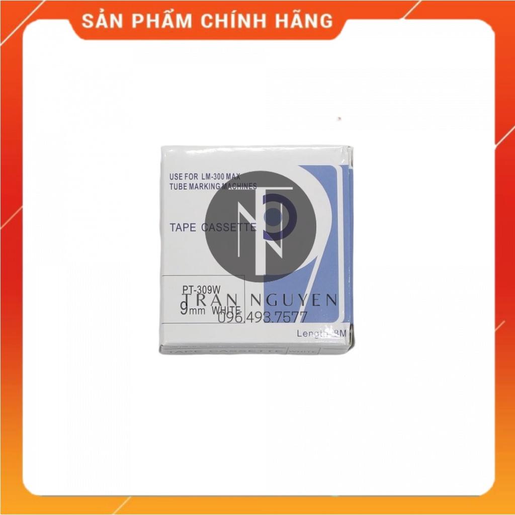 Băng nhãn in MAX PT-309W - Đen nền trắng 9mm x 8m - Hàng nhập khẩu