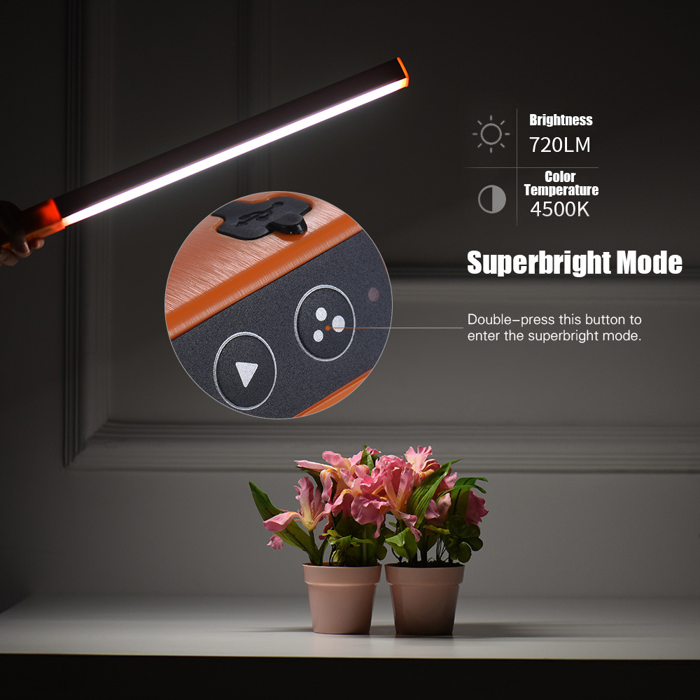 Đèn LED chụp ảnh cầm tay Video ánh sáng băng,Gậy có thể điều chỉnh độ sáng và nhiệt độ màu tích hợp
