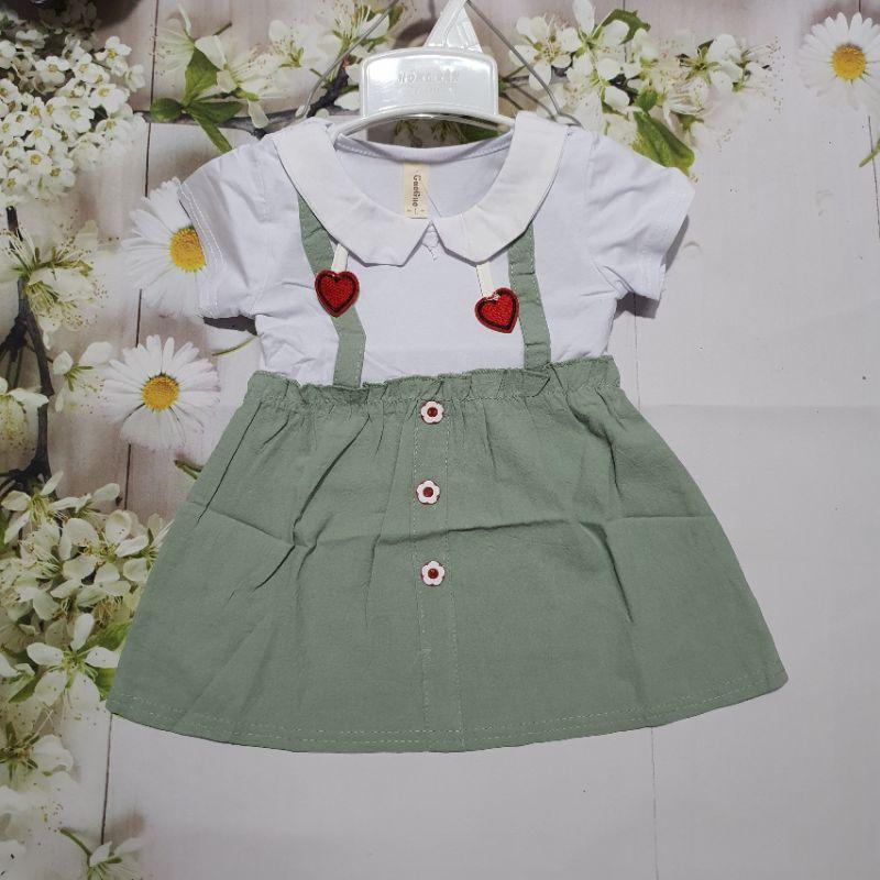Váy Đầm cotton đũi hè giả yếm hàng Quảng Châu cao cấp cho bé gái 1-3 tuổi