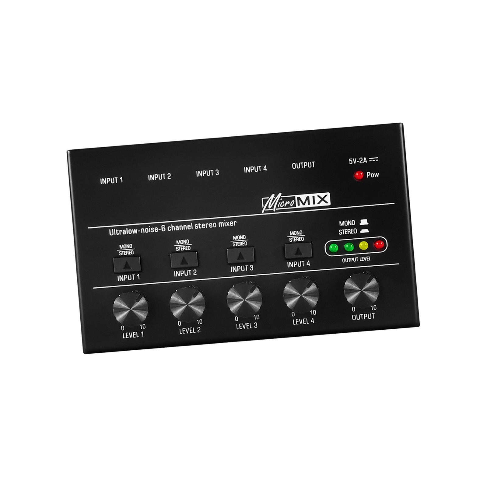 4 Channel Audio Mixer Music Recording Equipment Mini 6.3mm Equalizer Mixing Console Stereo Mixer for Club Computer Live and Studio Player