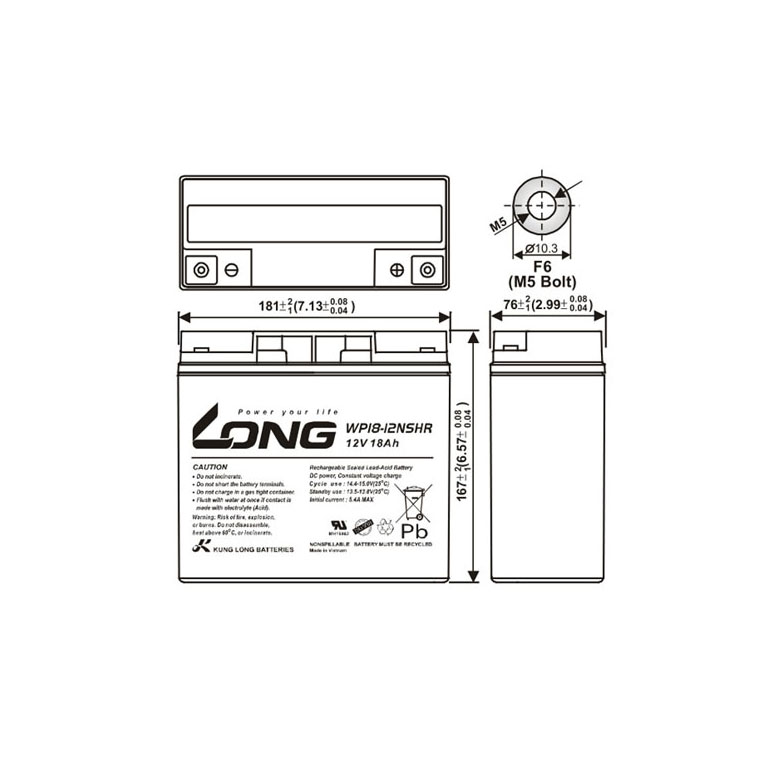 Bình Ắc Quy Long 12V 18Ah WP18-12SHR - (PDC-TECH)