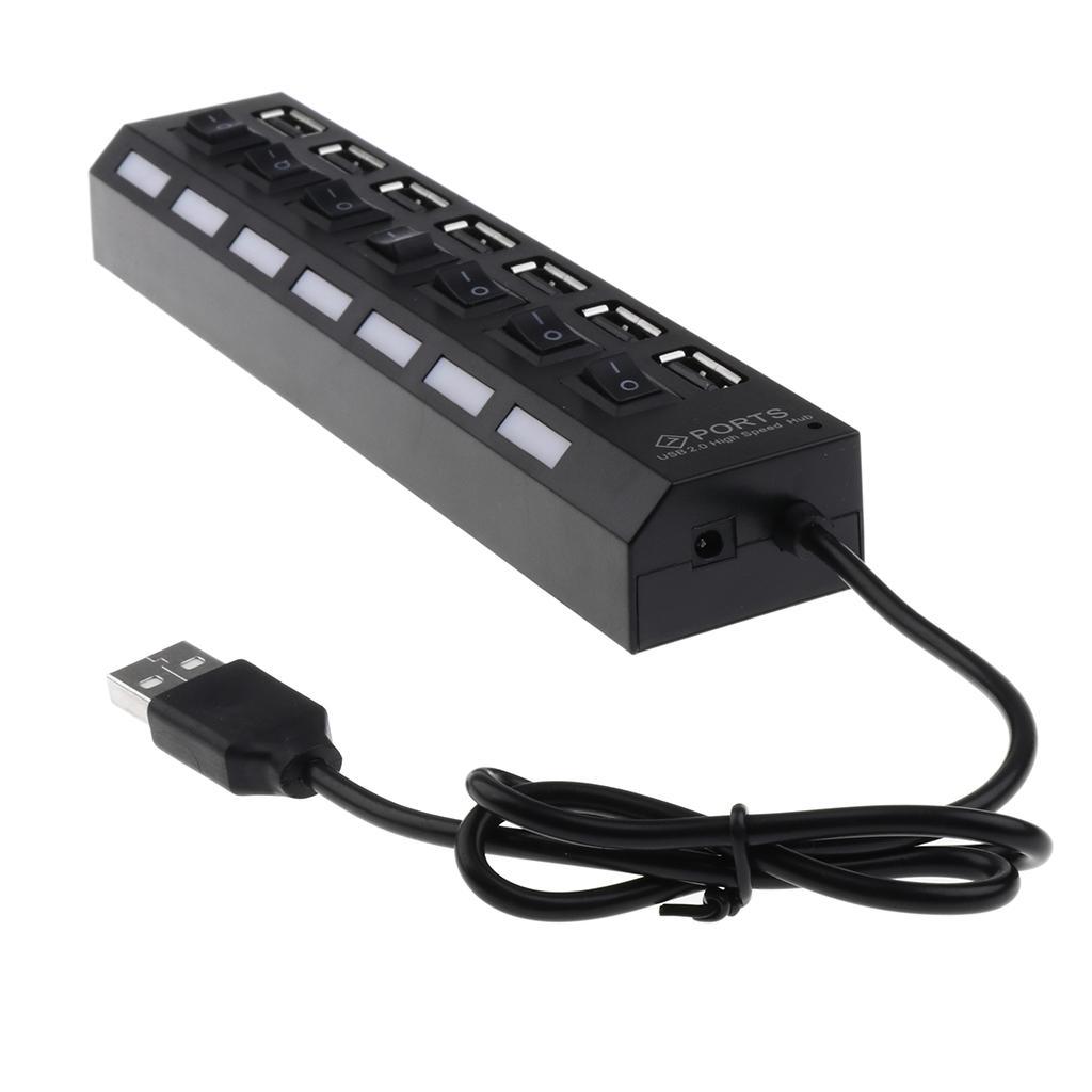 USB 2.0 Hub 7 Port Speed 480Mbps for PC laptop with LED on/off switch