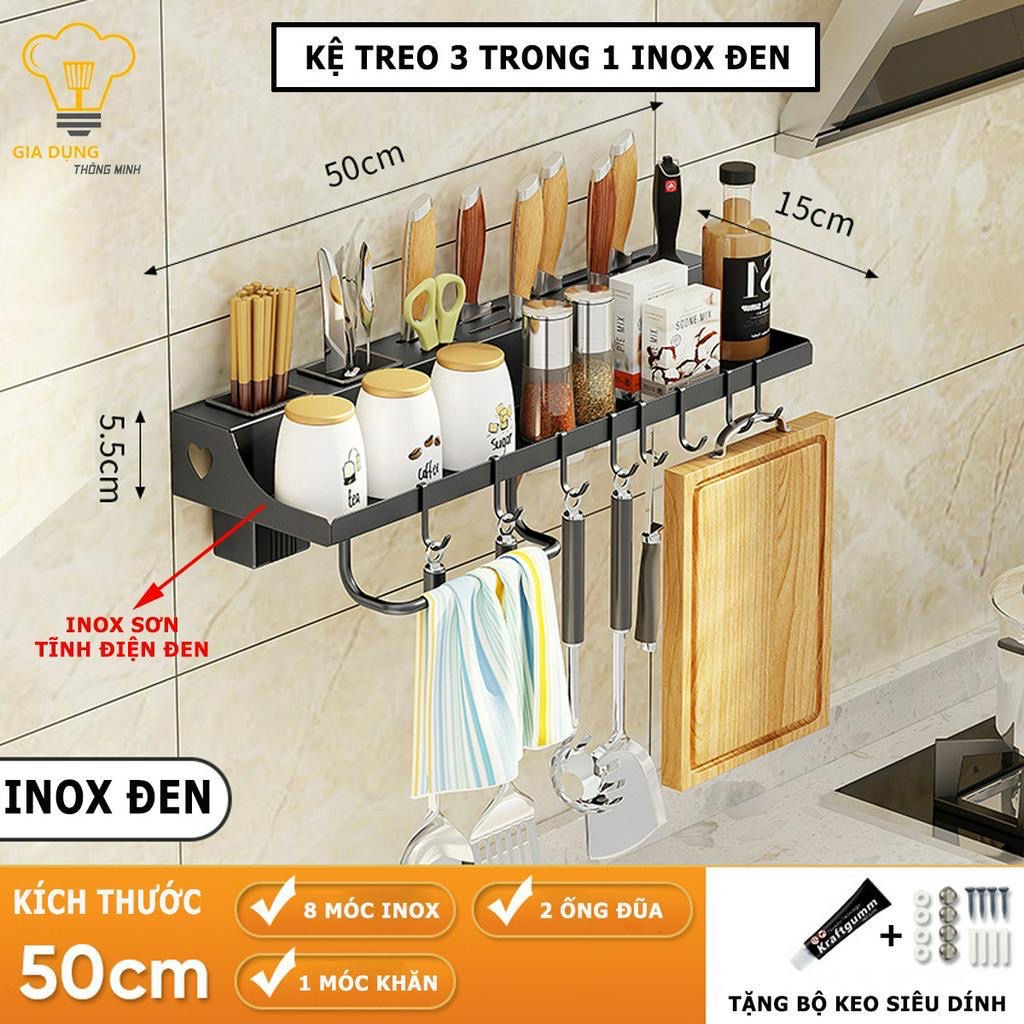 Giá Treo Đồ Nhà Bếp , Gia Vị, Giá Cài Dao, Kéo, Đồ Dùng Nhà Bếp Đa Năng Bằng Inox Không Gỉ