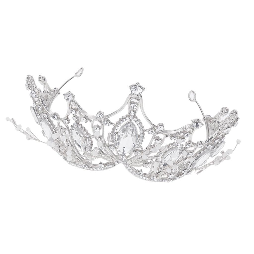 Silver Rhinestone Tiara for Bridal Wedding Exquisite Headwear Crystal Crown
