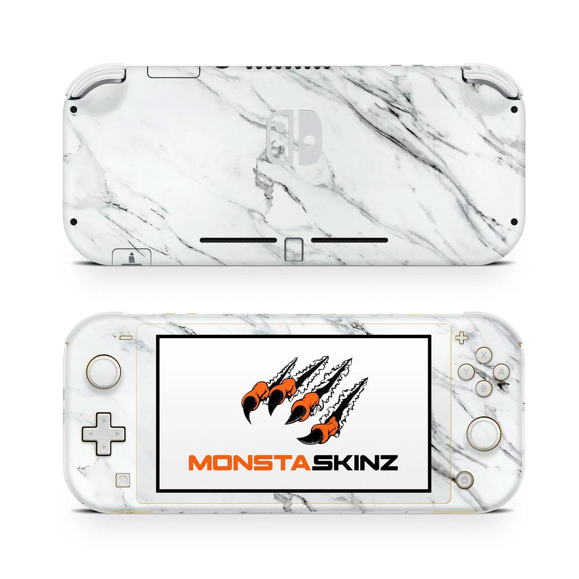 Skin decal dán Nintendo Switch Lite mẫu Vân đá trắng (dễ dán, đã cắt sẵn)