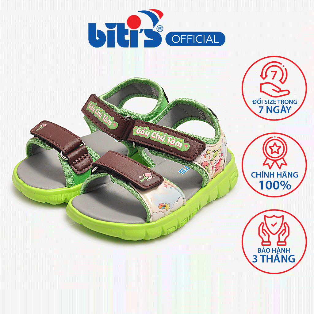 Sandal thông dụng đế Eva phun GẤU CHÚ TÂM Biti's Bé trai BEB003000XLC (Xanh lá cây)