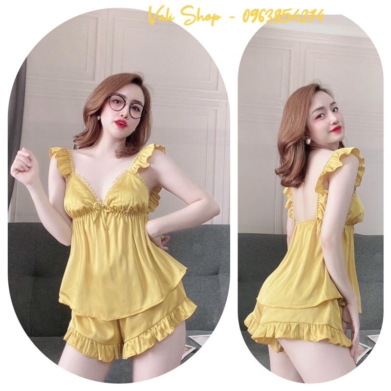 Bộ ngủ lụa latin cao cấp 2 dây tay cánh tiên nhí freesize 40-57kg