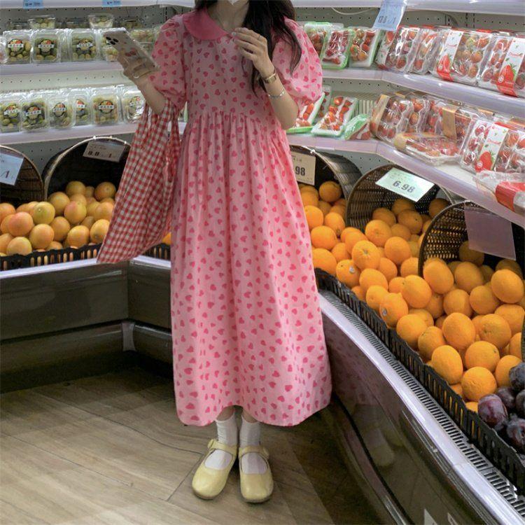 CHENGRUI Váy cổ búp bê Pháp cho nữ mùa hè 2023 đầm dài thắt lưng mỏng sinh viên ngọt ngào dịu dàng váy gió