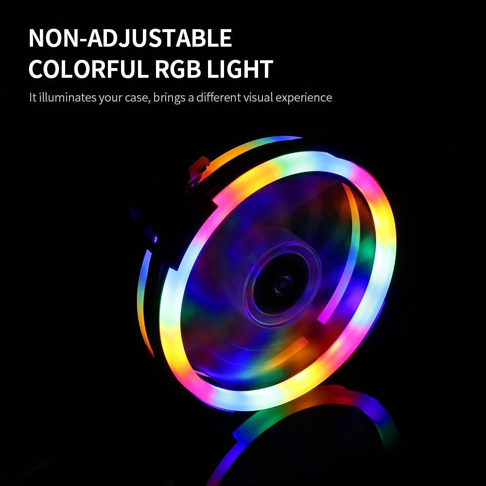 Computer Radiator RGB Fan 12cm RGB Case Cooling Fan Case Cooler Mute Cooling Fan with Non-adjustable Colorful RGB Light