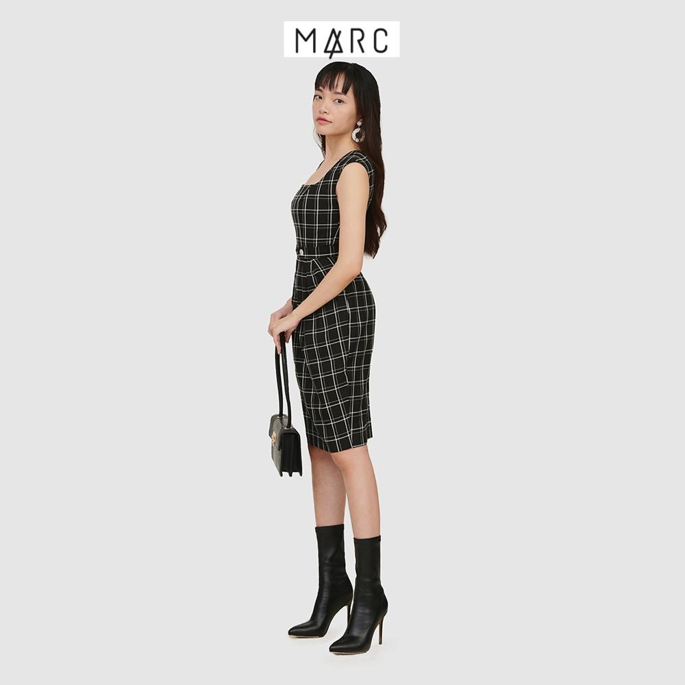 Đầm nữ MARC FASHION bút chì sát nách nhấn dây lưng