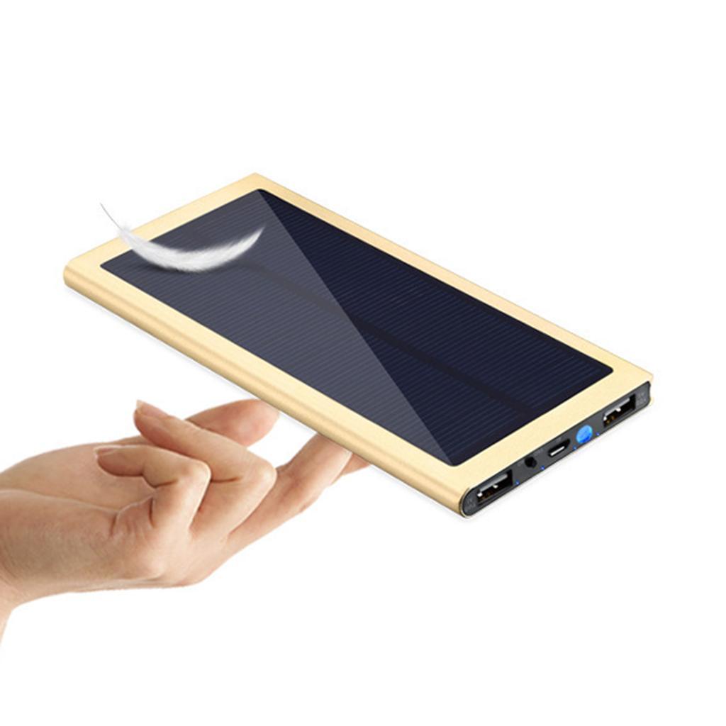 2 Pieces 2 in 1 Solar Charger Power Bank 10000mAh Battery for Phone Gold