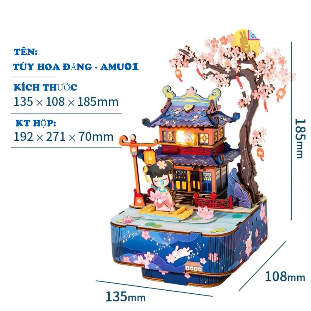 Mô hình lắp ráp bằng gỗ 3D Dollhouse Hộp âm nhạc NANCI - Quà tặng sinh nhật giáng sinh tự làm bằng gỗ