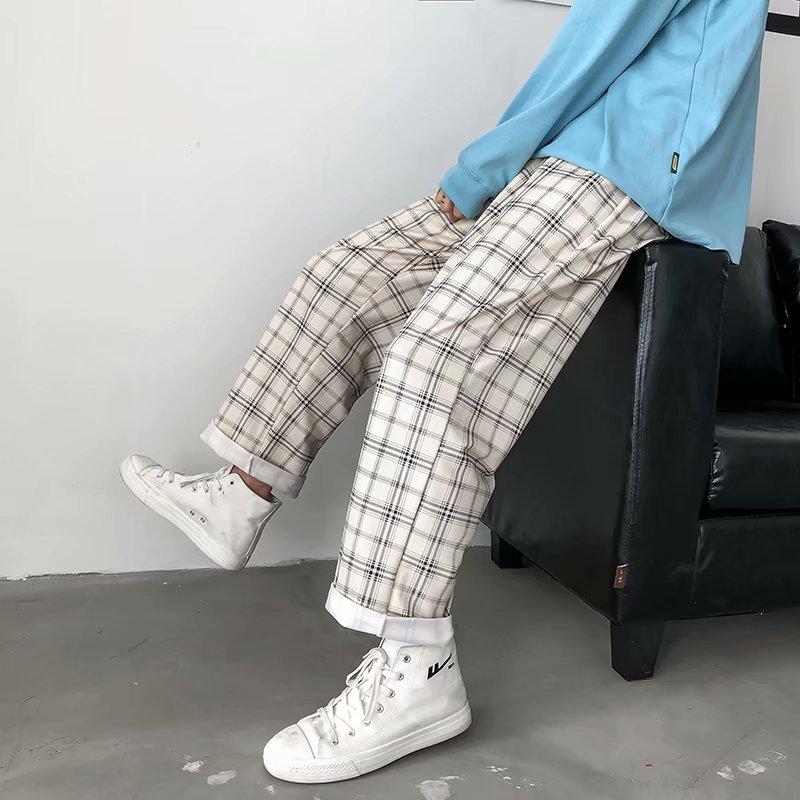 Quần Dài Ống Đứng Sọc Caro Thời Trang Hàn Quốc 2021. Size M-3Xl