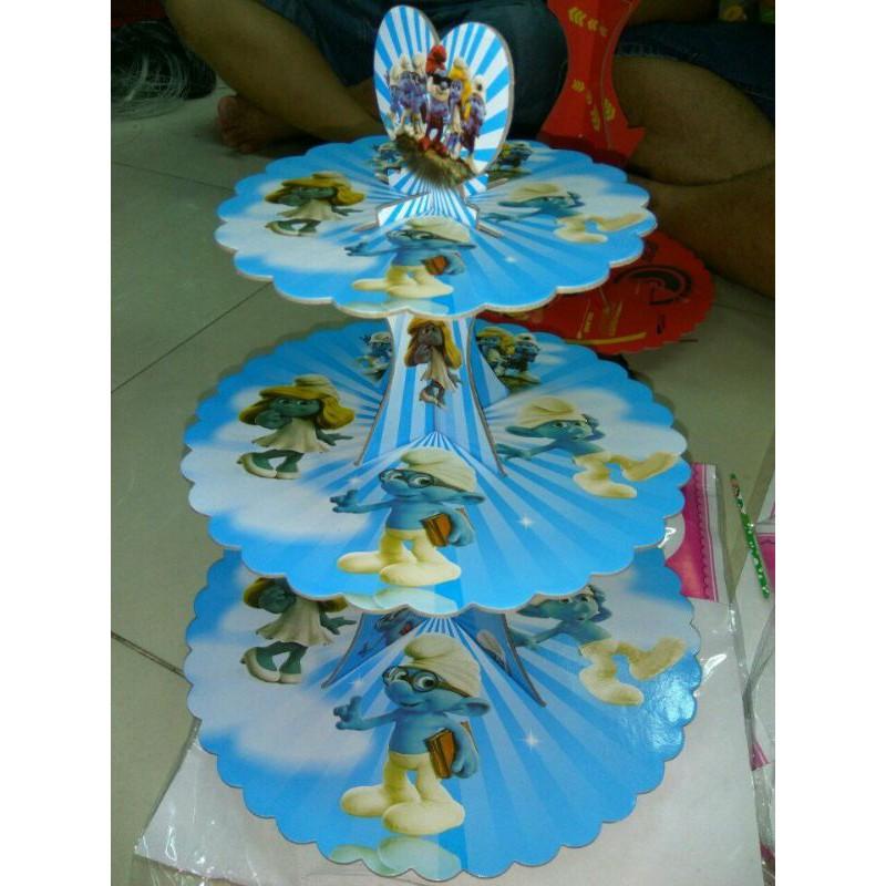 Kệ 3 Tầng In Hình Để Bánh Cupcake