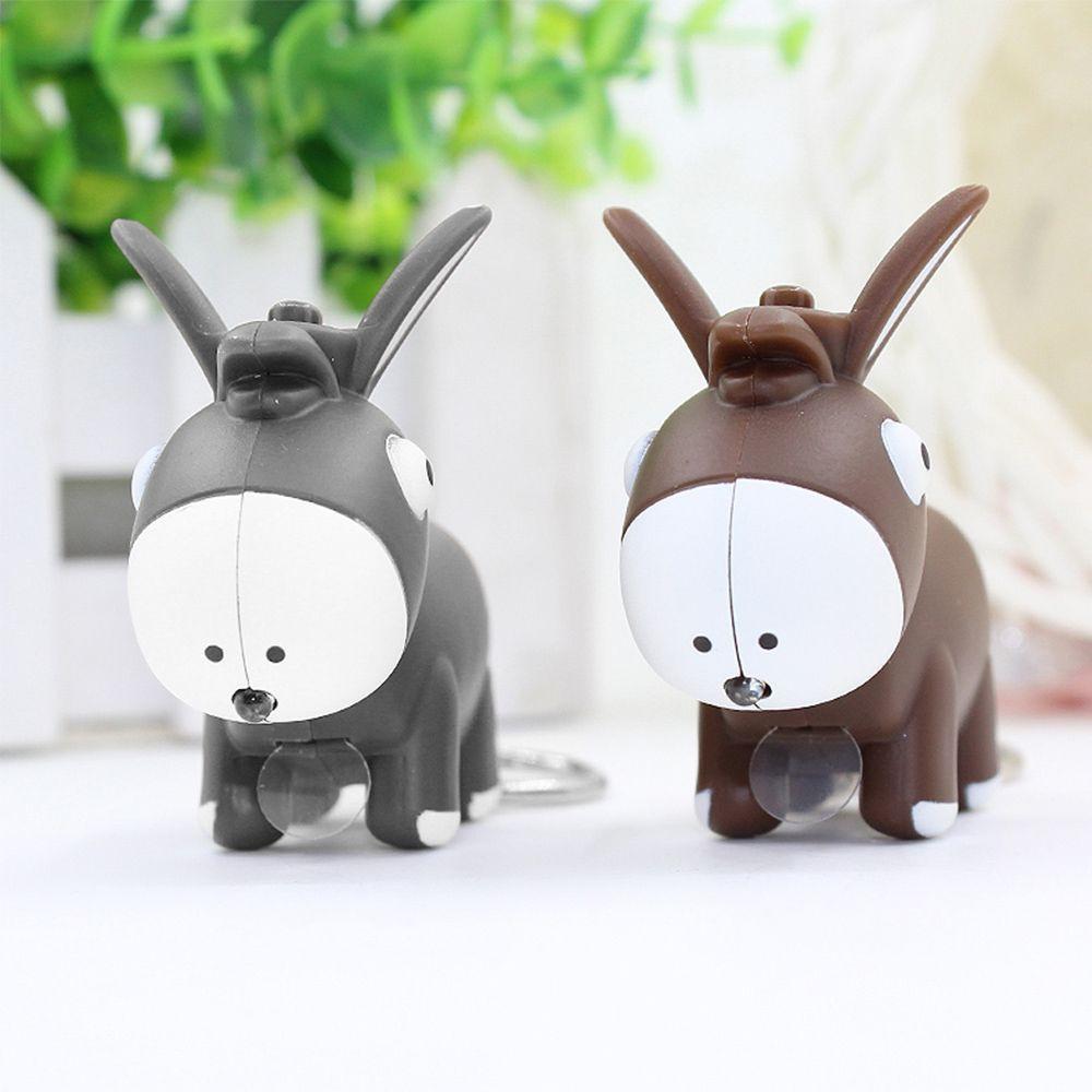 Móc khóa gắn chìa khóa hình con lừa phát sáng đèn led có nhạc-Móc khóa gắn đèn LED phát sáng hình chú lừa dễ thương