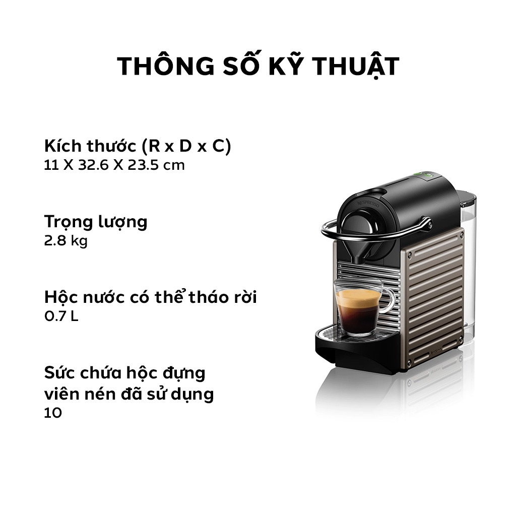 Bộ máy pha cà phê Nespresso Pixie Titan &amp; máy đánh sữa Aeroccino 3 - Hàng chính hãng
