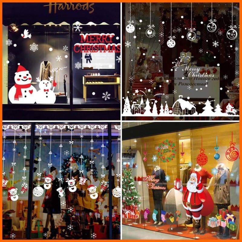Decal trang trí giáng sinh dán cửa kính hình cây thông ông già noel HOME DECOR 2022