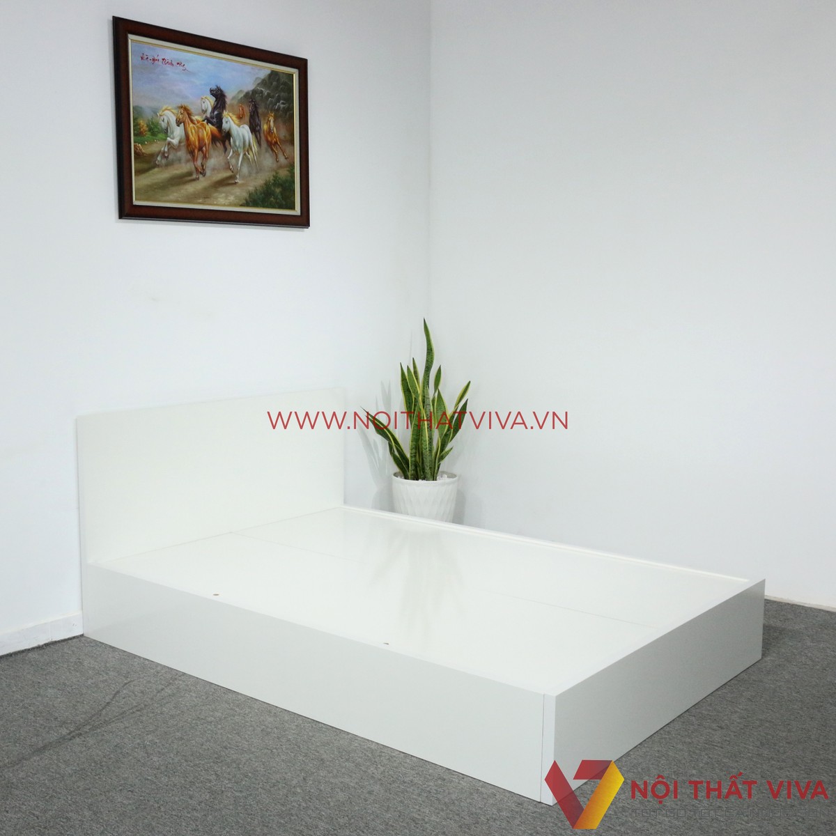 Giường Ngủ MDF Phủ Melamine Màu Trắng Đẹp Giá Rẻ