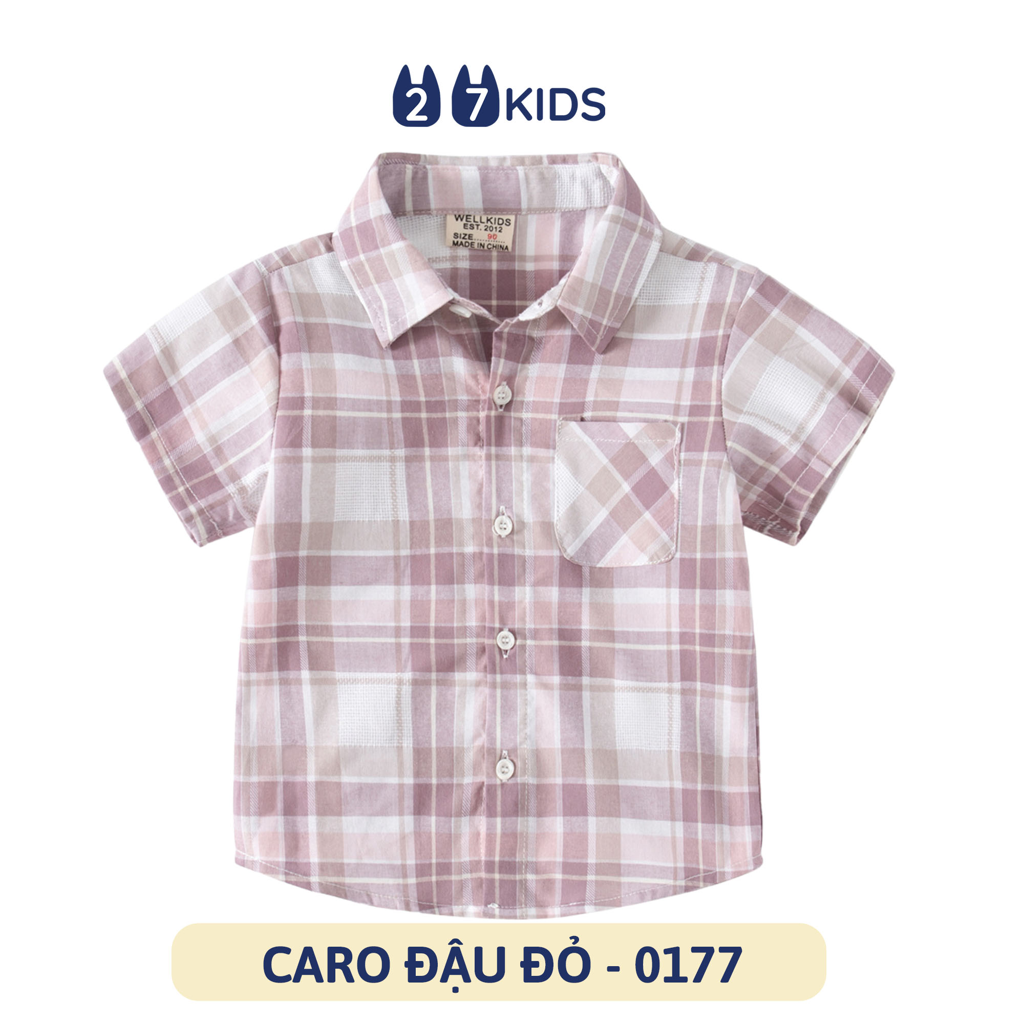 Áo sơ mi bé trai ngắn tay 27Kids WELLKIDS áo cổ bẻ vải mềm đi học nam cho trẻ từ 2-8 tuổi BSSH1