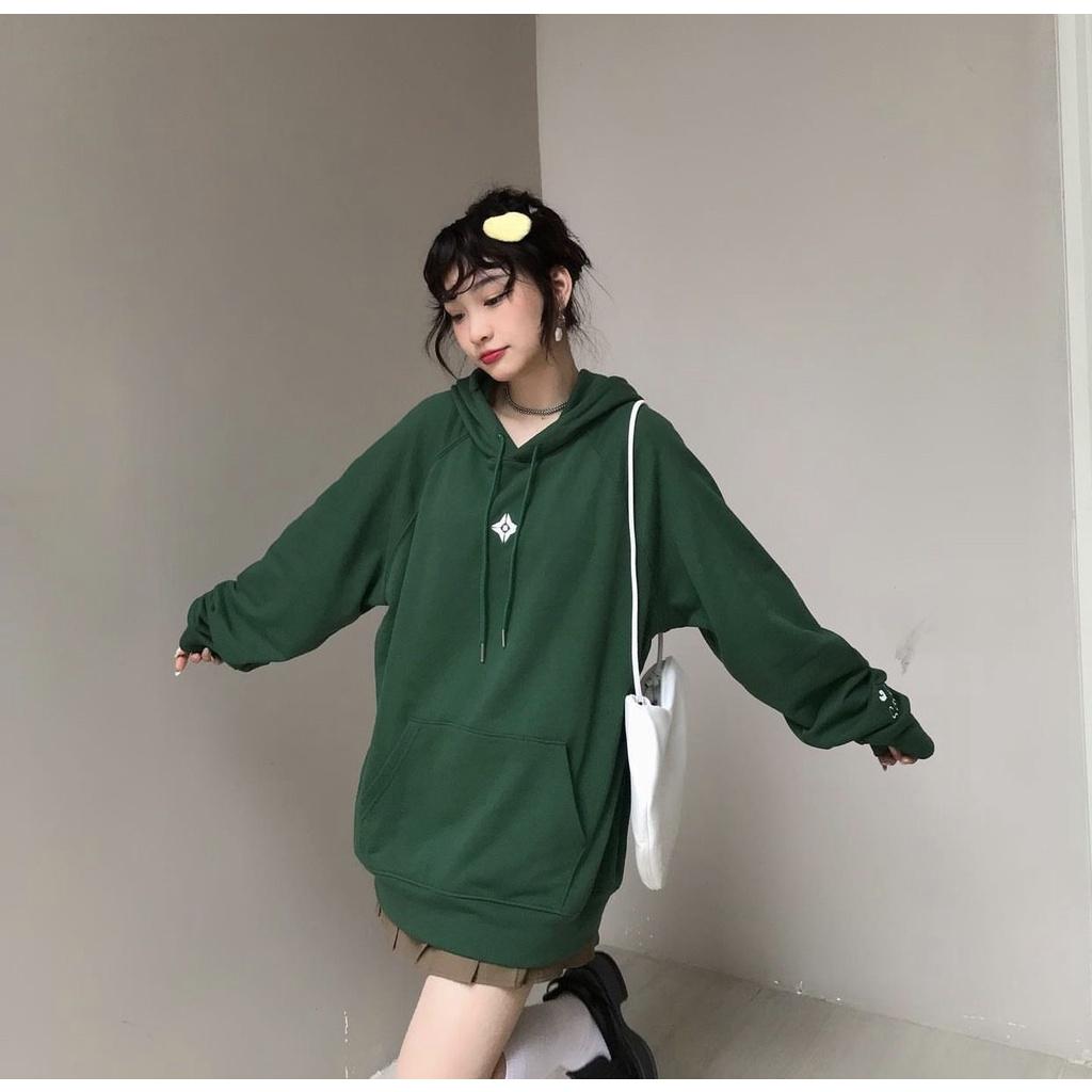 Áo hoodie, Áo dài tay khoác nỉ hottrend màu xanh két TOO SAD form rộng unisex dưới 65kg