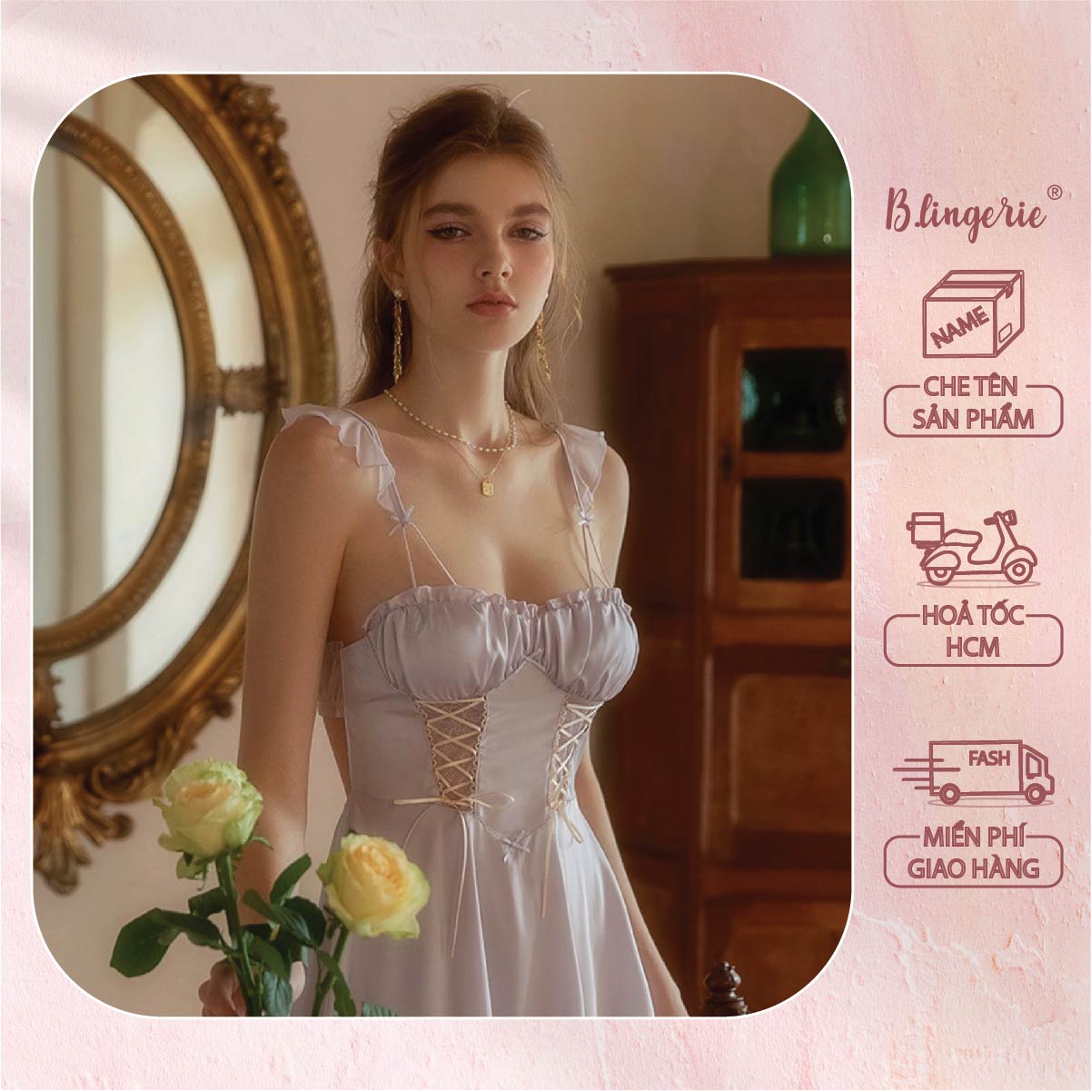 Váy Ngủ Nữ Tính (Không kèm áo choàng) - B.Lingerie