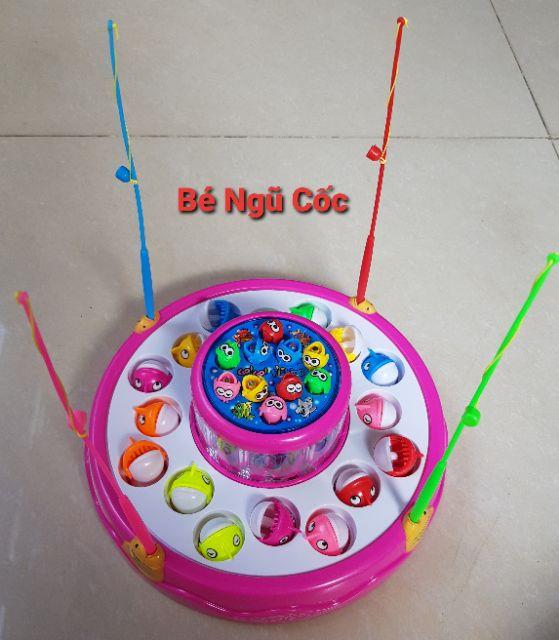 Bộ đồ chơi câu cá 2 tầng phát nhạc và đèn, cần câu nam châm phù hợp bé 3 tuổi quà tặng cho bé trẻ em