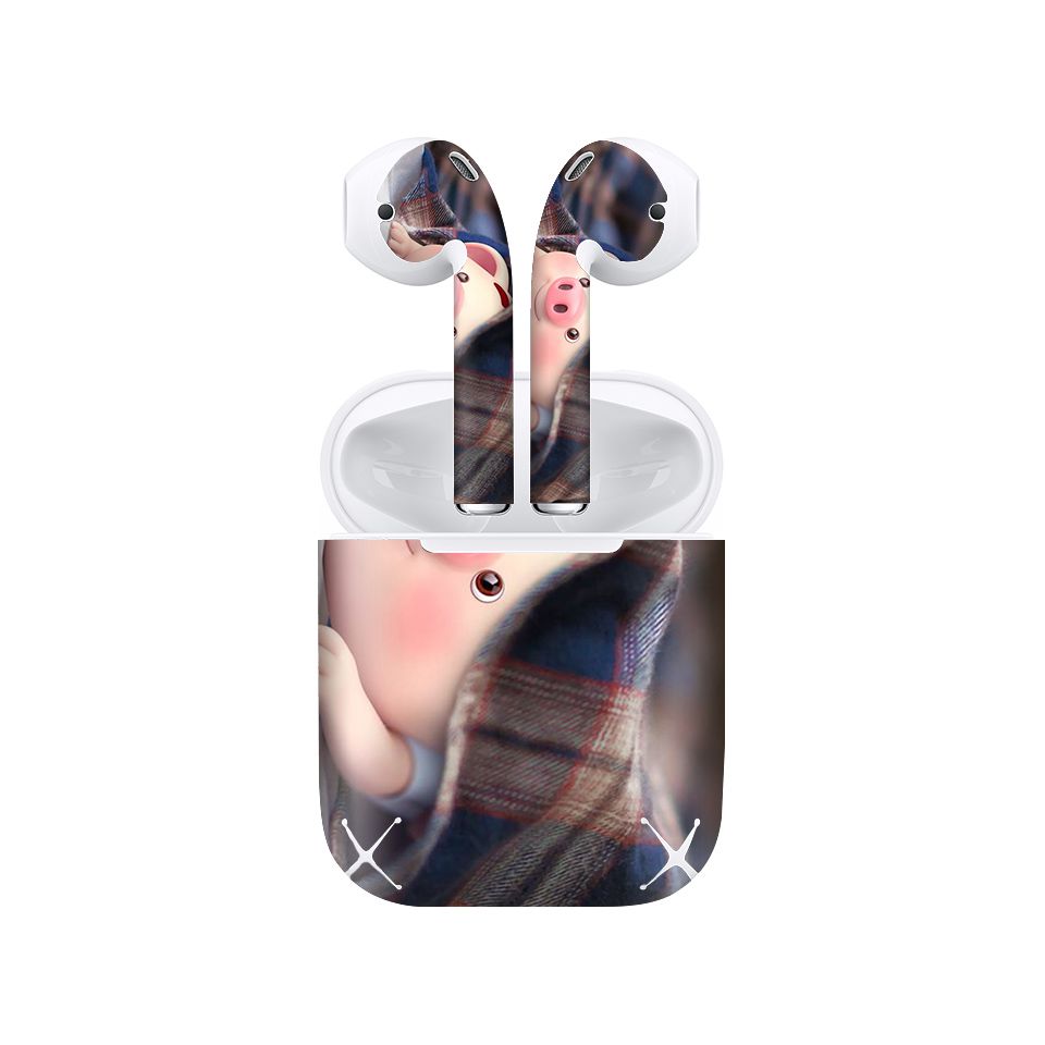 Miếng dán skin chống bẩn cho tai nghe AirPods in hình Heo con dễ thương - HEO2k19 - 002