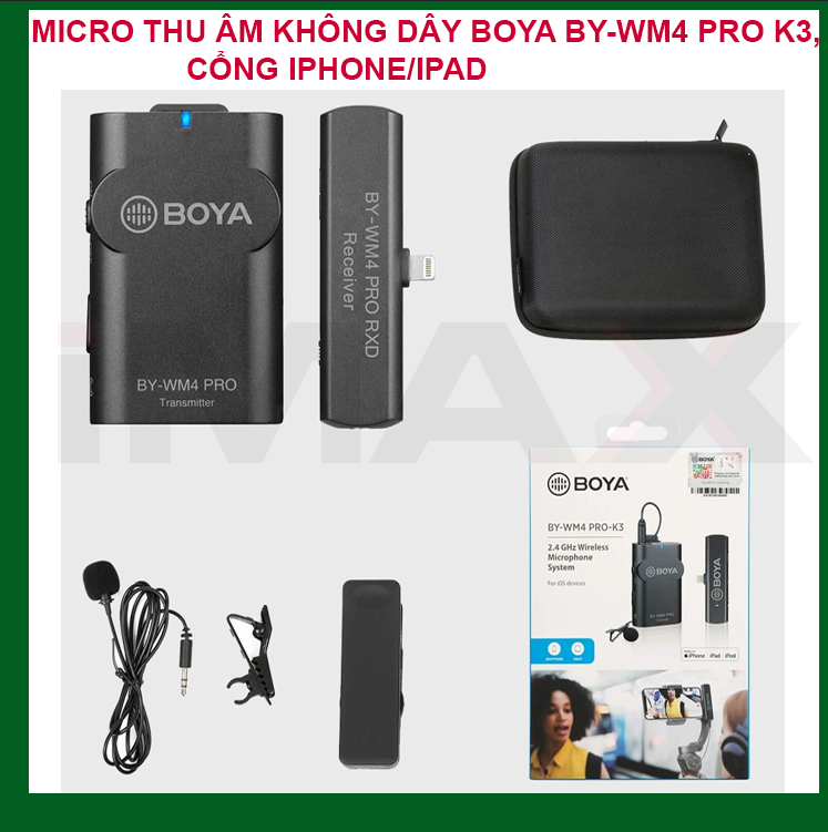 MICRO THU ÂM KHÔNG DÂY BOYA BY-WM4 PRO K3 CHO IPHONE, IPAD - HÀNG CHÍNH HÃNG