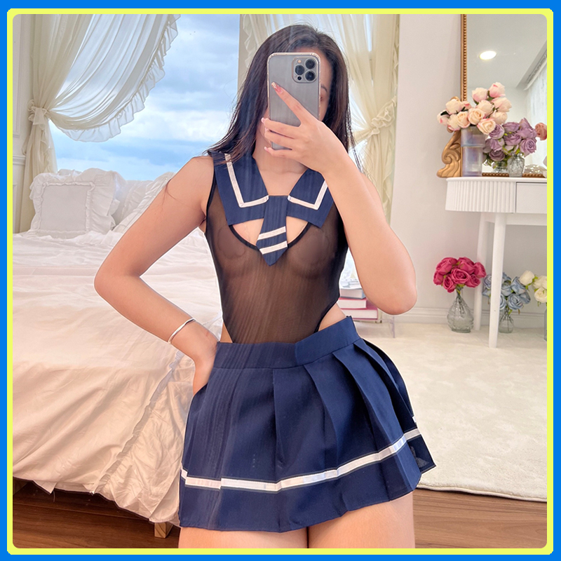 Váy ngủ cosplay bodysuit liền thân kèm chân váy sexy P82 - Đầm ngủ cosplay gợi cảm - Đồ ngủ nữ sexy