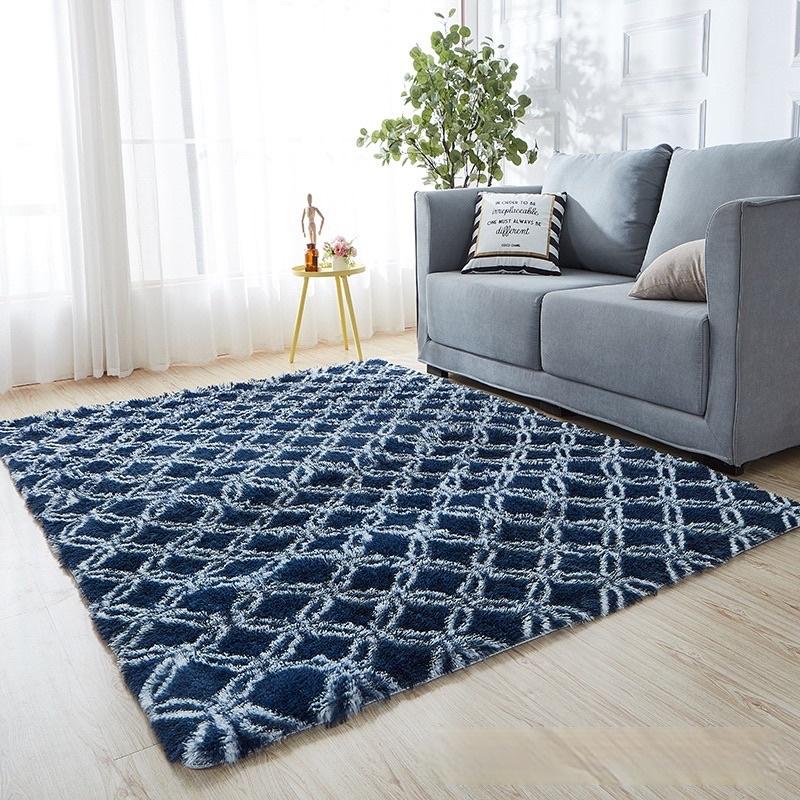 Thảm lông loang màu xám ô vuông 2m x 1m6