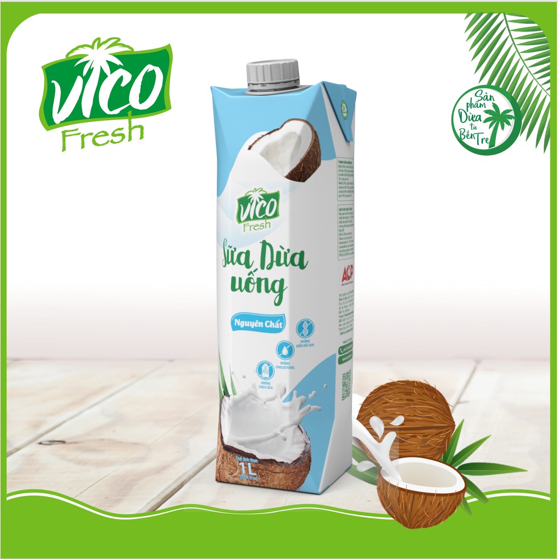 1 HỘP SỮA DỪA VICO FRESH 1L - VỊ NGUYÊN CHẤT
