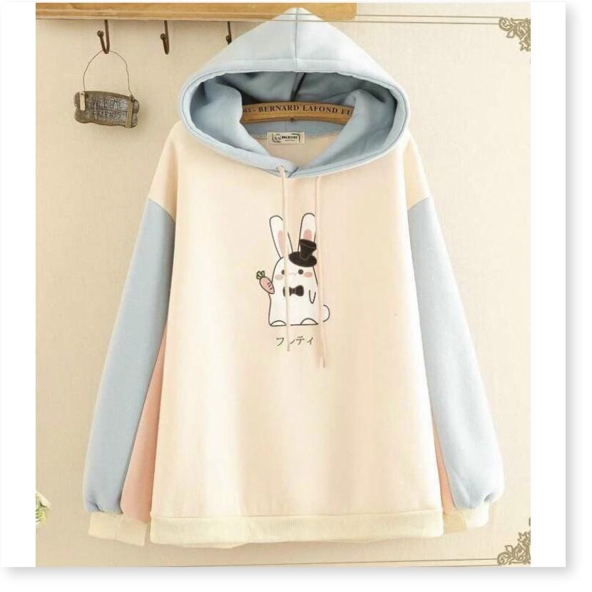 Áo khoác hoodies form rộng có mũ con thỏ cực đẹp , hot 2021 THỜI TRANG 1HITSTORE1