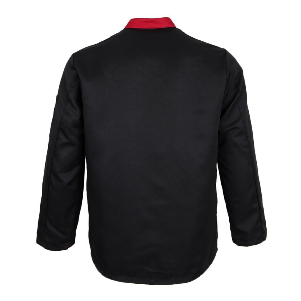 3X Long Sleeves Chef Jacket Coat Hotel Waiters Kitchen Uniform Tops Black L
