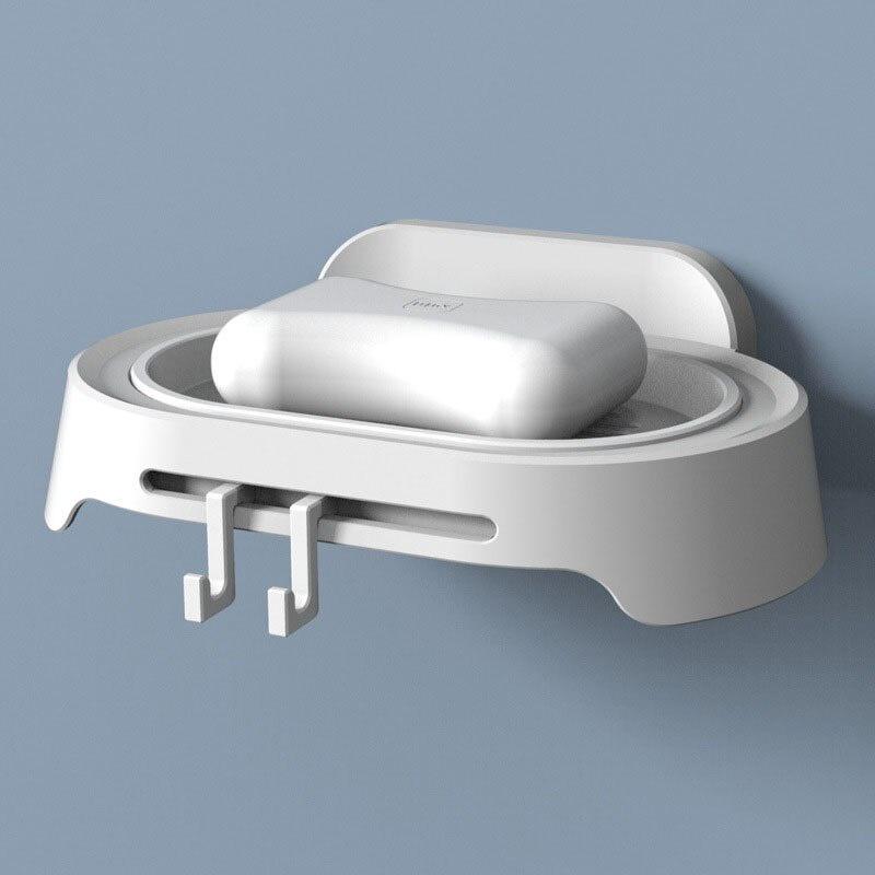 Soap Rack Household Drain Finishing Box Multi-Function Hook Bathroom Soap Tray Suction Wall Storage Rack